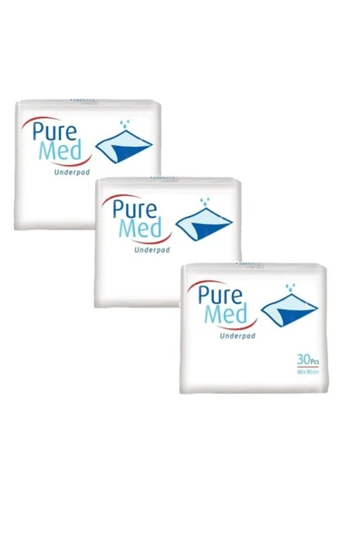PUREMED Hasta Altı Bezi Yatak Koruyucu Örtü 60x90 Cm 30'lu 3 Paket 90 Kullanım ürün görseli 1