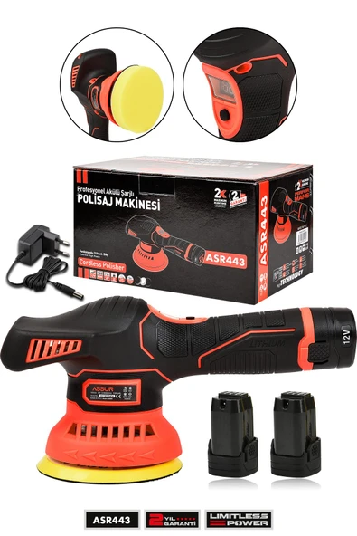 Assur 12V Orbital 6 Kademli Cila Pasta Parlatma Polisaj Makinesi ürün görseli 1