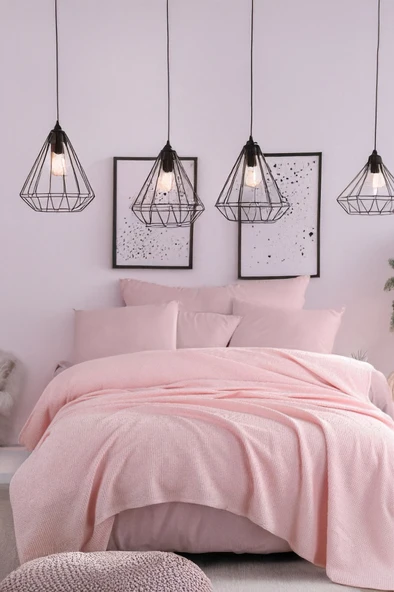 Upstyle Ecocel Pike Örtü Battal King 240x230cm Karde PudraPembe ürün görseli 1