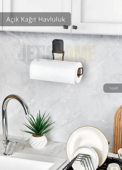 Kağıt Havluluk Paslanmaz Peçetelik Çelik Banyo Havluluk Düzenleyici Siyah ürün görseli 1
