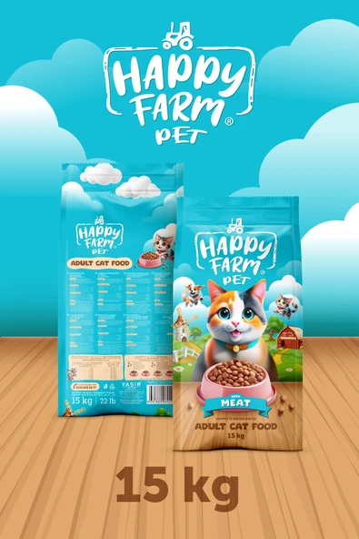PTTAVM: Happy Farm Etli Kedi Maması 15Kg