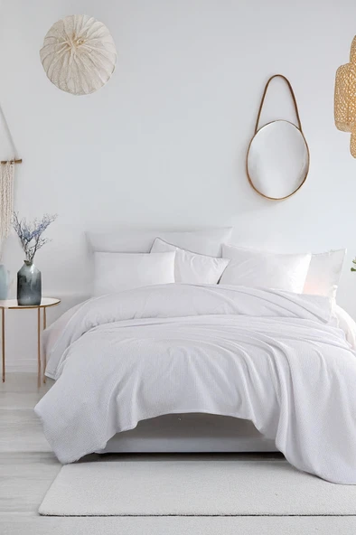 Upstyle Ecocel Pike Örtü Battal MegaKing 260x230cm Karde Beyaz ürün görseli 1