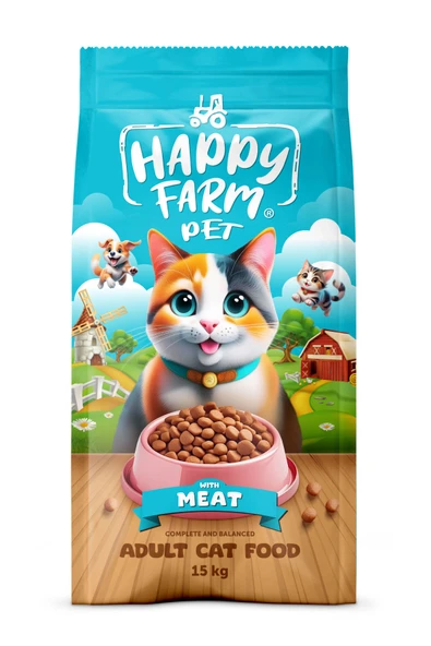 Happy Farm Etli Kedi Maması 15Kg ürün görseli 1
