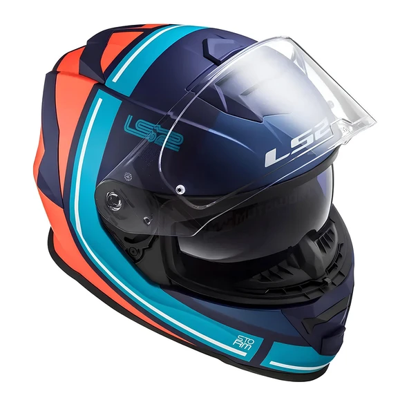 Ls2 Storm 2 Slant Mat Mavi-Turuncu Kask Xxl - Resim 3