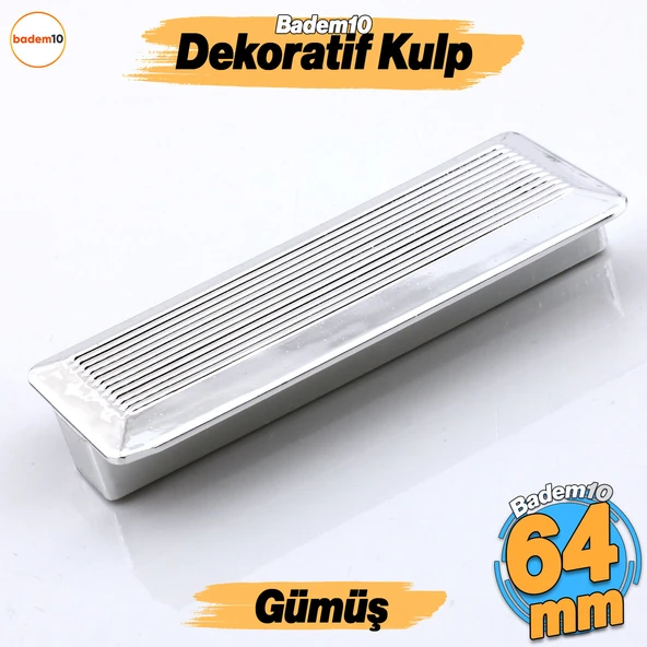 Elit Gümüş Plastik Kulp 64 mm Mutfak Mobilya Çekmece Mutfak Dolap Dolabı Kulpları Kapak Kulbu 6.4 cm ürün görseli 1