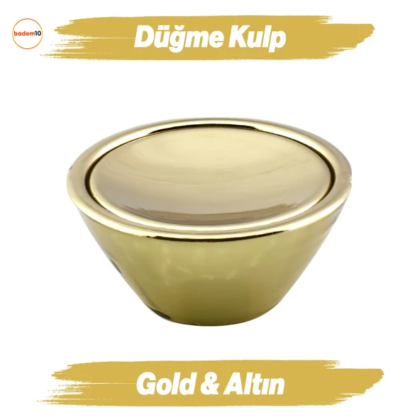 Delta Düğme Gold Mobilya Mutfak Dolap Dolabı Çekmece Kulpu Kulbu Plastik Altın Tek Vidalı Kulp ürün görseli 1