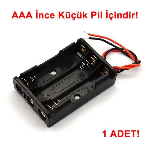 3lü AAA Pil Kutusu Yuvası İnce Küçük Tip 3 Tane 1.5V Pil DC 4.5V Plastik Pil Tutucu 14cm Kablo Oyuncak Araba Robot ürün görseli 1