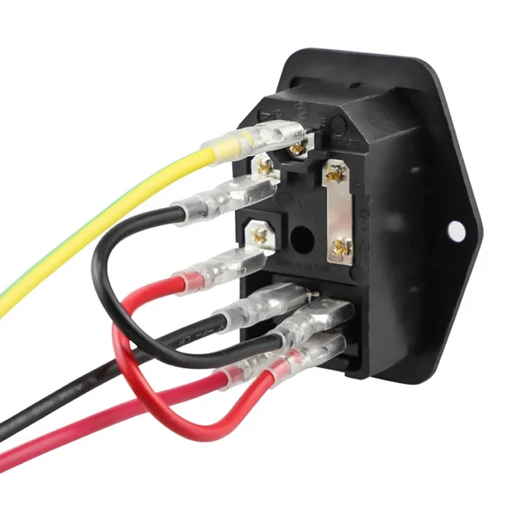Kablolu 220V Erkek Power Soketi Sigorta Yuvalı ve Işıklı Açma Kapama Anahtarlı Kulaklıklı Montaj Tip 3D Yazıcı Makine Besleme ürün görseli 1