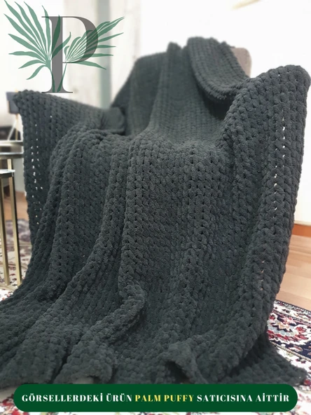 Palm Puffy Siyah 150x200cm Tek Kişilik Battaniye ürün görseli 1