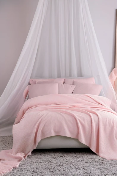 Upstyle Ecocel Pike Örtü Battal MegaKing 260x230cm Karde PudraPembe ürün görseli 1