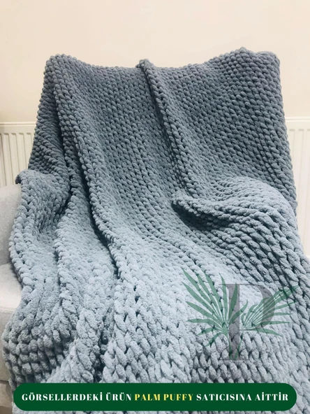 Palm Puffy Gri 150x200cm Tek Kişilik Battaniye ürün görseli 1