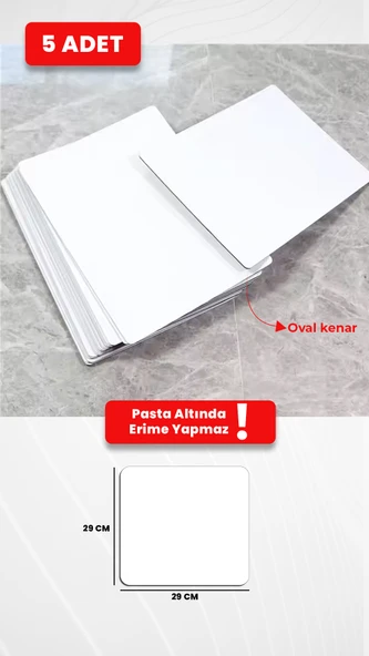 Beyaz MDF Pasta Altlığı 29x29 cm  - 3mm Dayanıklı Pasta Tabanı (5 Adet) ürün görseli 1