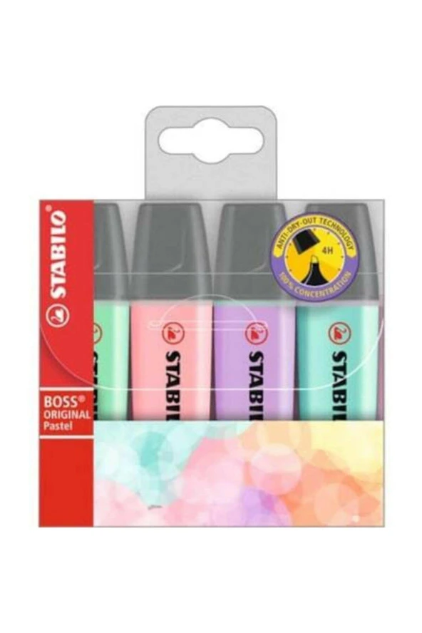 Stabilo Boss Original Pastel Renk Fosforlu Kalem 4'lü Paket ürün görseli 1