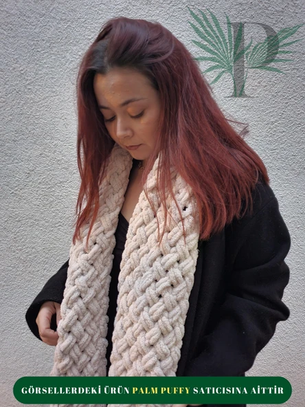PALM PUFFY HASIR ÖRGÜLÜ ATKI - Resim 2