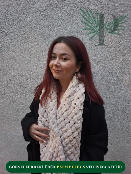 PALM PUFFY HASIR ÖRGÜLÜ ATKI - Resim 3