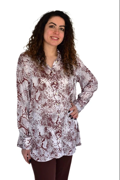 Kadın Leopar Desen Şifon Gömlek BGL-ST04235 ürün görseli 1
