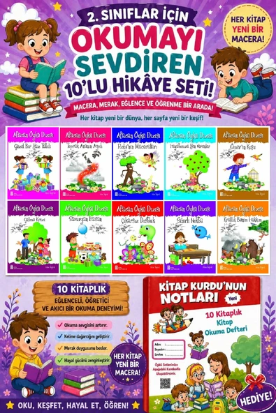 2.Sınıflar İçin Okumayı Sevdiren 10 lu Hikaye Seti (Kitap Okuma Defteri Hediyeli) ürün görseli 1