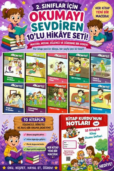 2.Sınıflar İçin Okumayı Sevdiren 10 lu Hikaye Seti 3 (Kitap Okuma Defteri Hediyeli) ürün görseli 1
