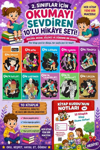2.Sınıflar İçin Okumayı Sevdiren 10 lu Hikaye Seti 6 (Kitap Okuma Defteri Hediyeli) ürün görseli 1