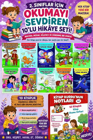 2.Sınıflar İçin Okumayı Sevdiren 10 lu Hikaye Seti 9 (Kitap Okuma Defteri Hediyeli) ürün görseli 1