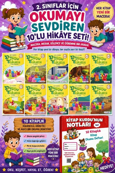 2.Sınıflar İçin Okumayı Sevdiren 10 lu Hikaye Seti 8 (Kitap Okuma Defteri Hediyeli) ürün görseli 1