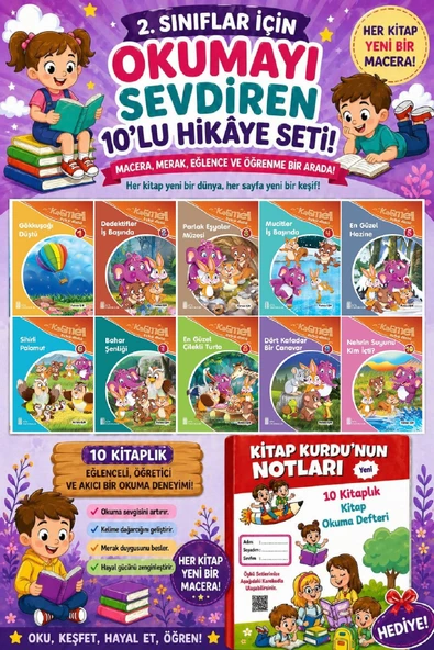 2.Sınıflar İçin Okumayı Sevdiren 10 lu Hikaye Seti 11 (Kitap Okuma Defteri Hediyeli) ürün görseli 1