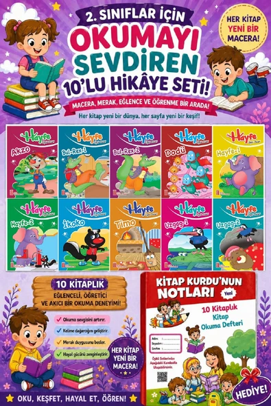 2.Sınıflar İçin Okumayı Sevdiren 10 lu Hikaye Seti 10 (Kitap Okuma Defteri Hediyeli) ürün görseli 1