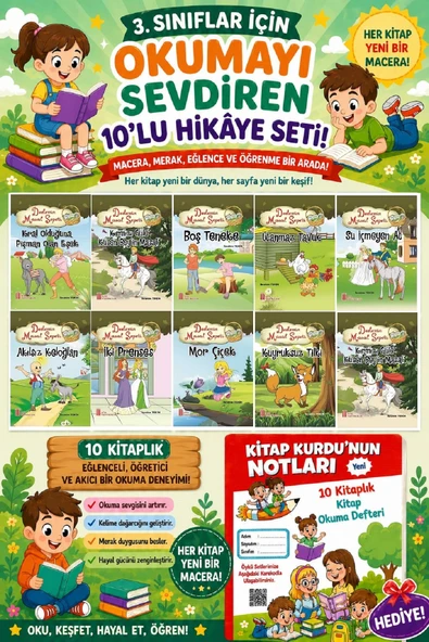 3.Sınıflar İçin Okumayı Sevdiren 10 lu Hikaye Seti 7 (Kitap Okuma Defteri Hediyeli) ürün görseli 1