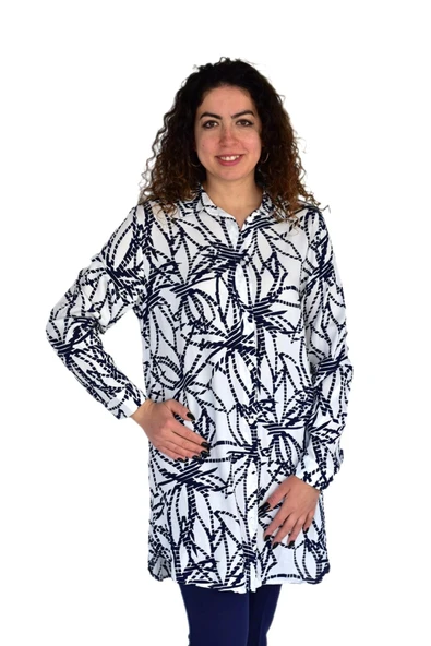 Kadın Çizgili Desen Viscon Gömlek BGL-ST04239 ürün görseli 1