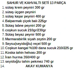 sahur paketi kahvaltı seti 13 parça - Resim 2