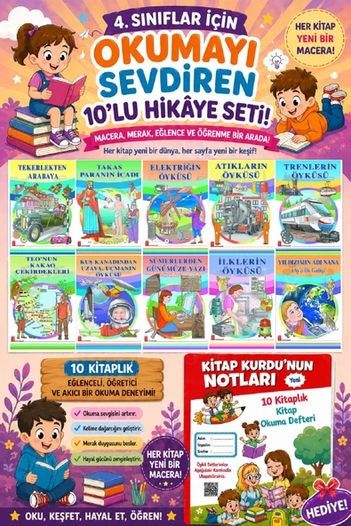4.Sınıflar İçin Okumayı Sevdiren 10 lu Hikaye Seti 3 (Kitap Okuma Defteri Hediyeli) ürün görseli 1