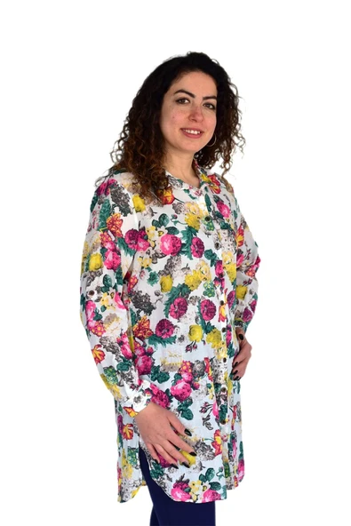 Kadın Çiçekli Desen Viscon Gömlek BGL-ST04238 - Resim 4