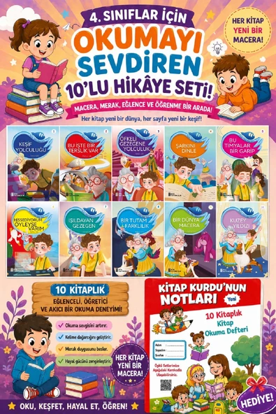 4.Sınıflar İçin Okumayı Sevdiren 10 lu Hikaye Seti 4 (Kitap Okuma Defteri Hediyeli) ürün görseli 1