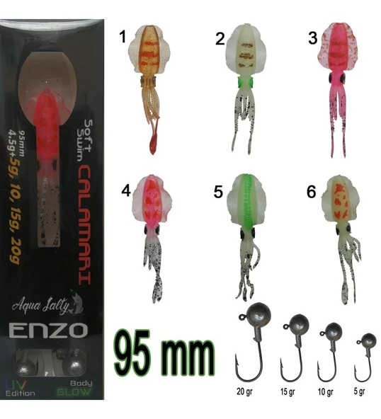 Silikon Ahtapot Aquasalty Enzo Soft Swim Calamari 95Mm + Jig Head Renk:03 ürün görseli 1