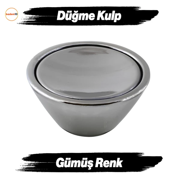 Delta Düğme Krom Mobilya Mutfak Dolap Dolabı Çekmece Kulpu Kulbu Plastik Gümüş Tek Vidalı Kulp ürün görseli 1