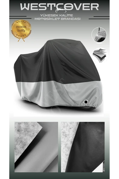 westcover  Çelik Motor Crown 250 Uyumlu Yüksek Kalite Vinlex Motosiklet Brandası,Örtüsü Gri Siyah ürün görseli 1