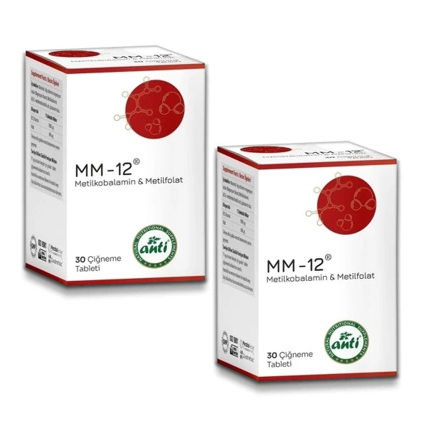 Anti MM-12 Metilkobalamin Çiğneme Tableti 30 Tablet x 2 Adet ürün görseli 1