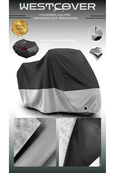 westcover  Ducati Scrambler Classic Arka Çanta Uyumlu Vinleks Yüksek Kalite Gri Siyah Motosiklet Brandası ürün görseli 1