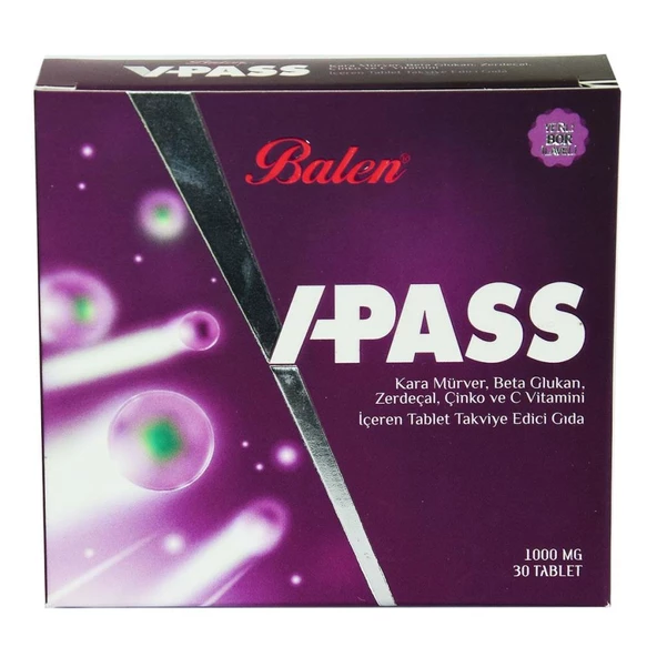Balen V-Pass Tablet Kara Mürverli Zerdeçallı Çinko C Vitamini 30 ürün görseli 1