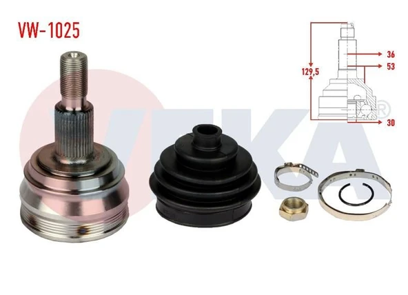 AKS KAFASI SOL-SAG ON DIS  GOLF IV (1J1) 1.6i 36X30X53 UZUNLUK 129 mm 1997-2005 1J0498099B ürün görseli 1