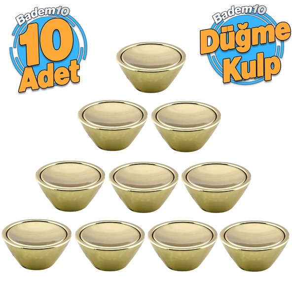 10 Adet Delta Düğme Gold Mobilya Mutfak Dolap Dolabı Çekmece Kulpu Kulbu Plastik Altın Tek Vida Kulp ürün görseli 1
