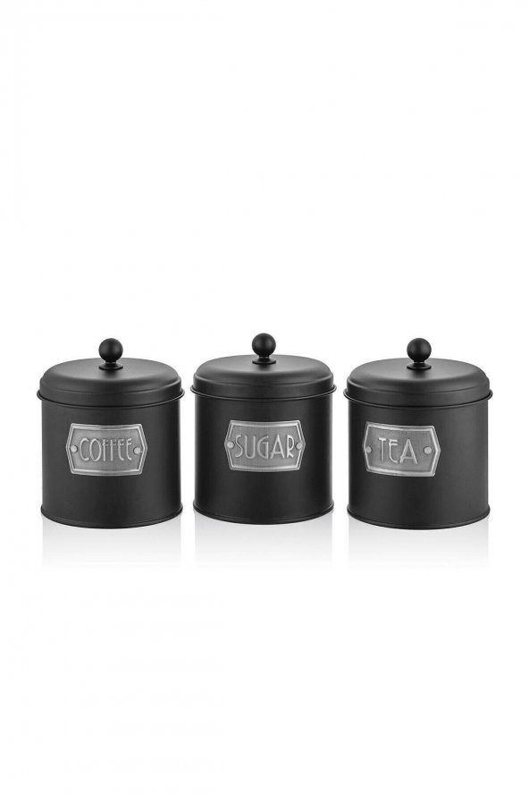 The Mia Siyah Çay Şeker Kahve Kavanozu GLV0499 ürün görseli 1