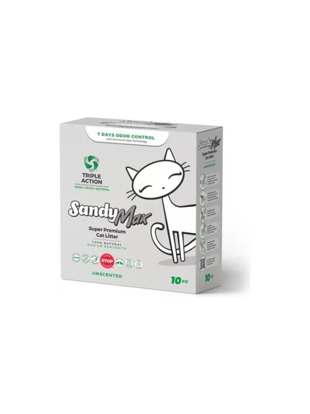 Sandy Max Triple Action Aktif Karbonlu Bentonit Kedi Kumu 10 Kg ürün görseli 1