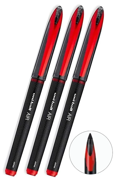 Kırmızı Pilot Kalem 3 Adet Uniball Air Mikro 0.5 mm Roller Pilot Kalem Uba-188-M Roller Uçlu Likit Mürekkep Pilot Kalem ürün görseli 1