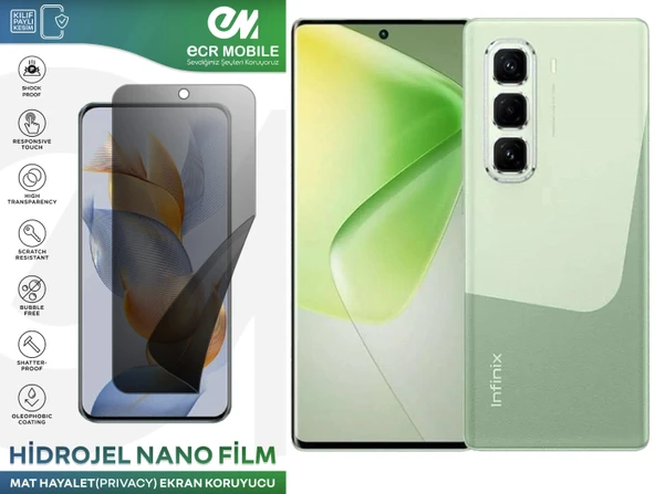 Infinix Hot 50 Pro Plus Uyumlu Hidrojel Nano Ekran Koruyucu Film HAYALET(Privacy)Tempered Cam Değildir ürün görseli 1