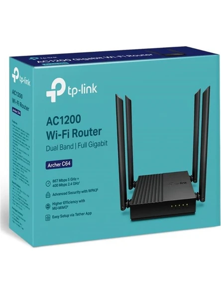 TP-Link Archer C64 4 Port 1200 Mbps Router - Resim 3