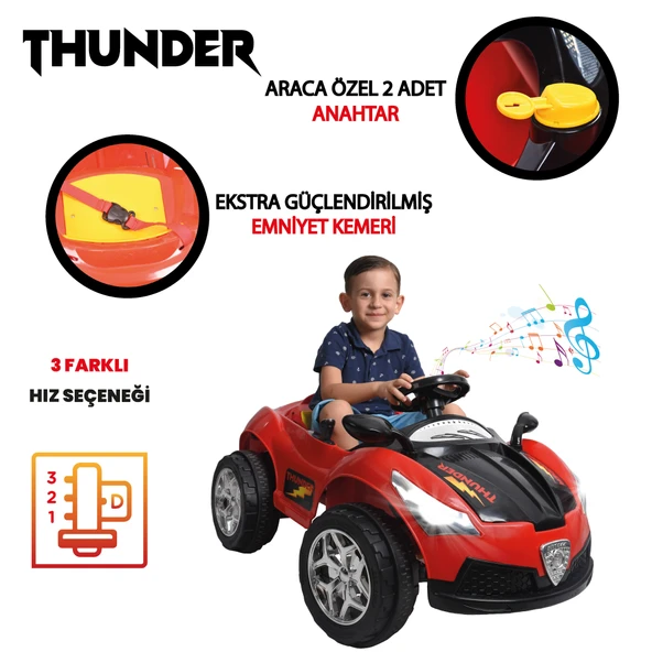 THUNDER 12 V AKÜLÜ ARABA KIRMIZI - Resim 2