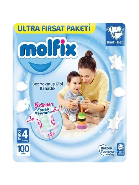 Molfix 4 Numara Maxi 100'lü Bebek Bezi ürün görseli 1