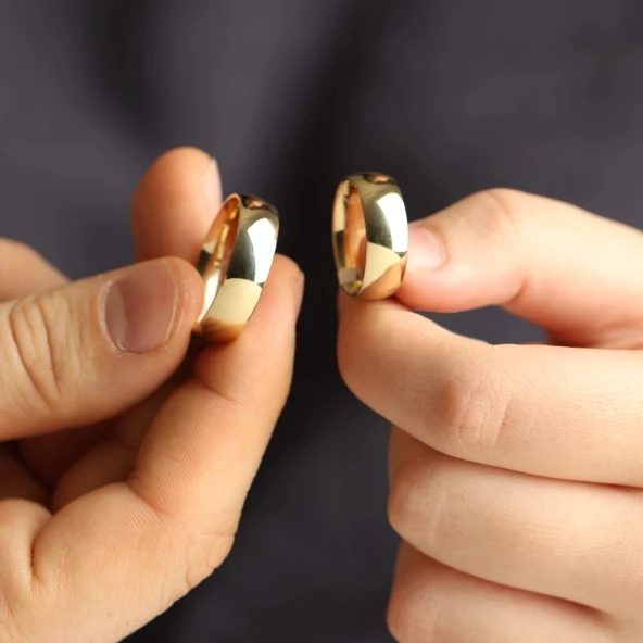 7 mm Klasik Bombe Yeşil Altın Alyans - Resim 4