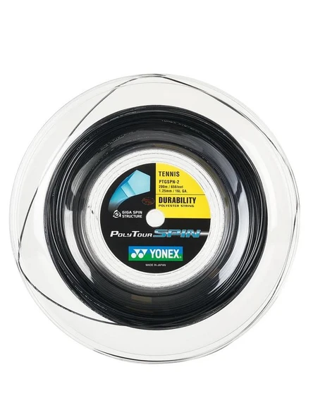 Yonex Poly Tour Spin 1.25 / 200M Tenis Kordajı – Siyah ürün görseli 1